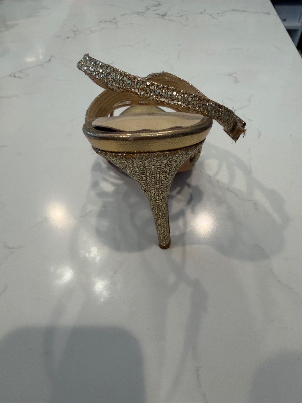 kate spade Metallic Gold Glitter Strappy Stiletto Sandals - Picture 3 of 5